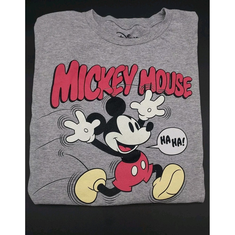 Disney Mickey Mouse Ha Ha Gray T-Shirt Size Large
